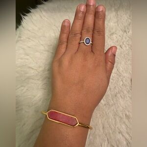 Kinsley Armelle Gold and Pink Hexagon Rhodonite Stone Bracelet